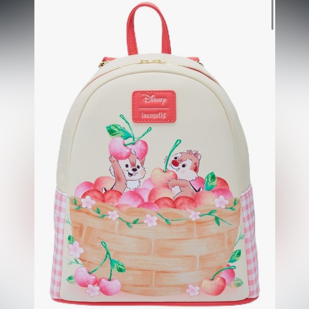 Loungefly x Disney Chip 'N Dale Cherry Basket Mini Backpack New With Tags